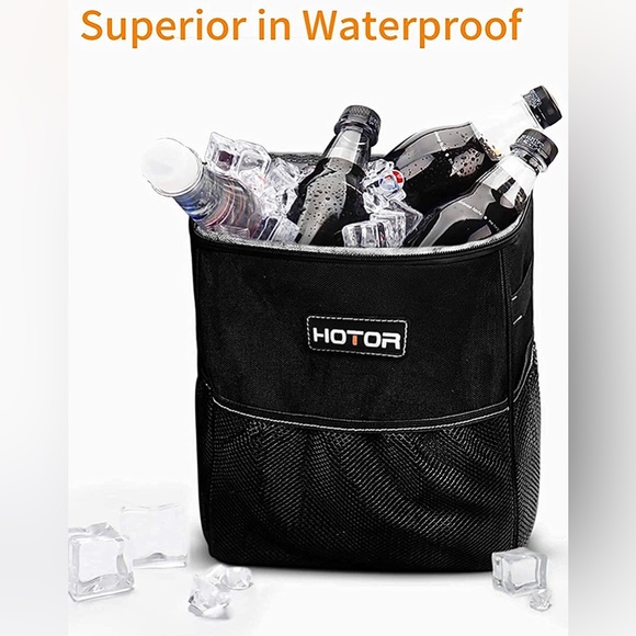 Car Trash Can with Lid and Storage Pockets - Picture 7 of 7